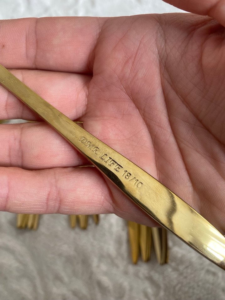 Parlak Altın Renkli Gold Çatal Kaşık Bıçak Seti - Görsel 3