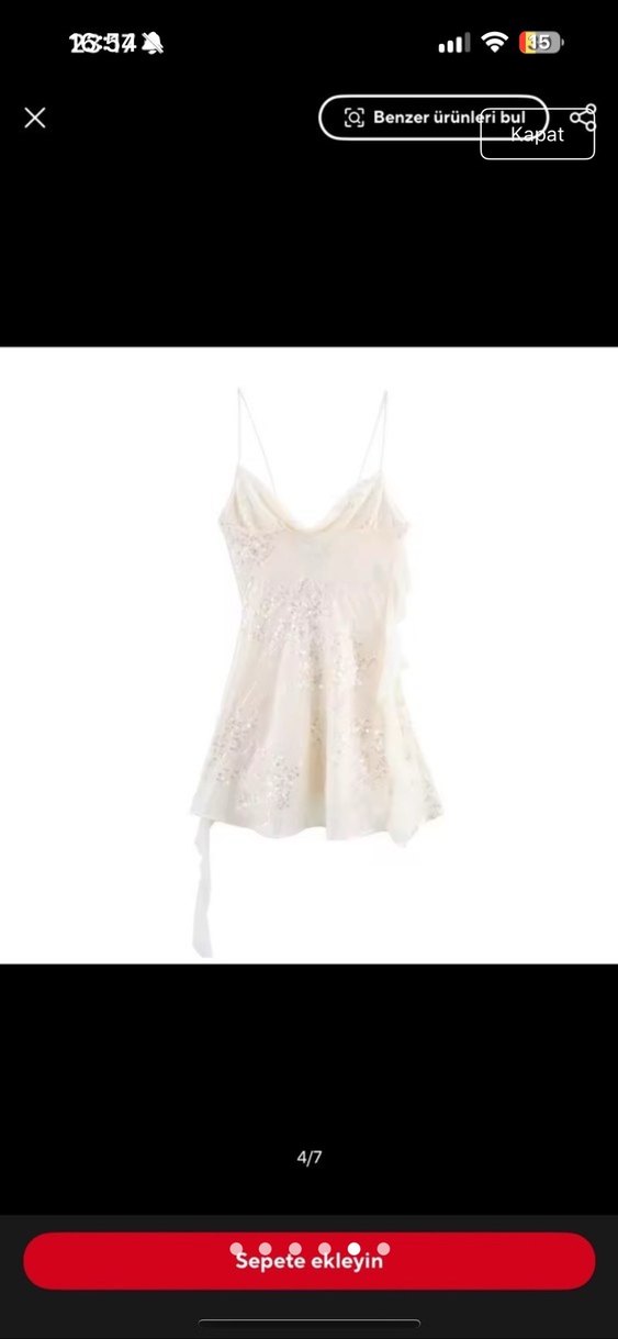 Zara  Beyaz pullu mini Elbise - Görsel 5