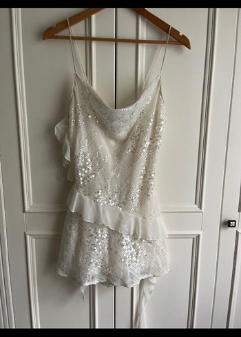 Zara Beyaz pullu mini Elbise - Görsel 2