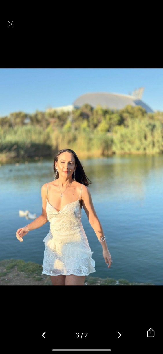 Zara Beyaz pullu mini Elbise - Görsel 4