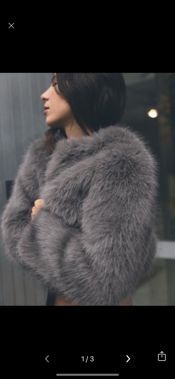 Gri Kısa Kürk Detaylı Ceket - Görsel 2