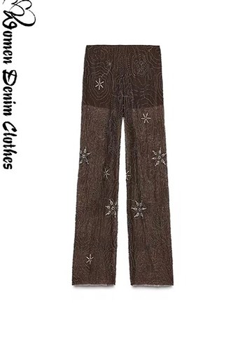 Zara kahverengi pullu tül pantolon - Görsel 4