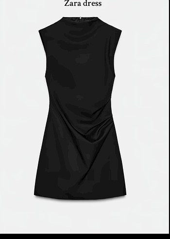 Zara Siyah Buzgulu Halter Yaka Mini Elbise