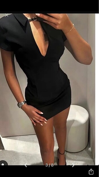 Zara Zara siyah kemer detay elbise