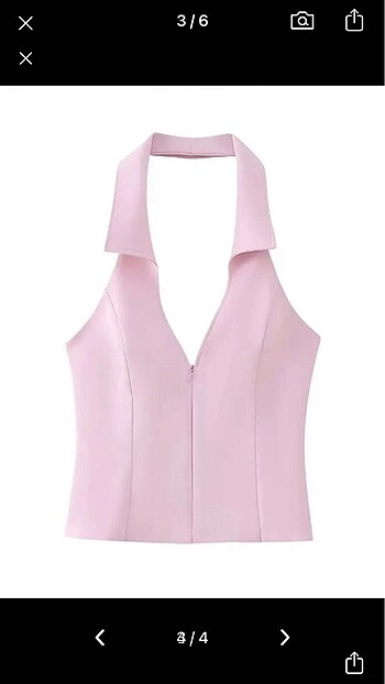 s Beden pembe Renk Zara halter yaka gömlek bluz ve etek