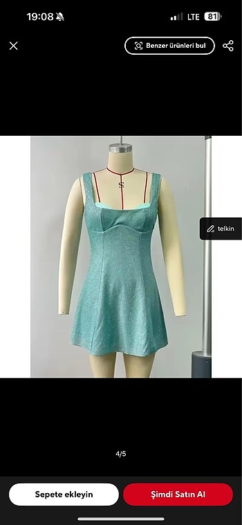 s Beden New arrivals pullu mavi elbise