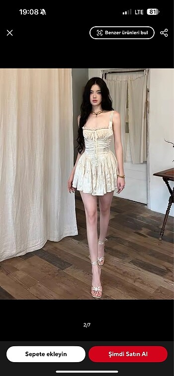Zara Beyaz vintage korseli elbise