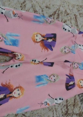 elsa baskili Pembe Elastik Bel Baskılı Kız Pantolonu - Görsel 3