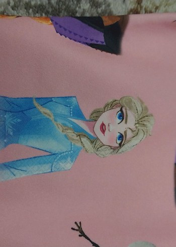 elsa baskili Pembe Elastik Bel Baskılı Kız Pantolonu - Görsel 2