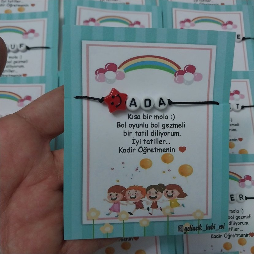 isimli çocuk bilekliği karne  hediyeliği - Görsel 2