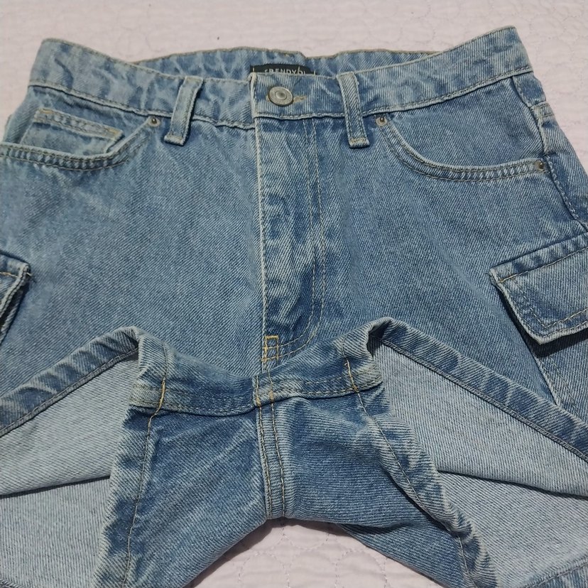 Mavi Düğmeli Kadın Denim Mini Şort - Görsel 4