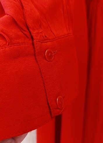H&M HM ,UZUN NAR ÇİÇEĞİ ÖNÜ DÜĞMELİ ELBİSE