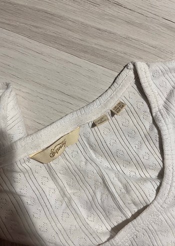 Bershka Kadın Beyaz Keten Uzun Kollu Crop Top