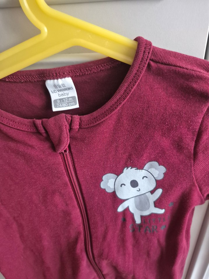 Bordo Uzun Kollu Fermuarlı Bebek Body - Görsel 2