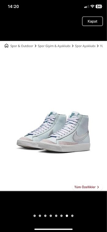 Kadın nike blazer spor ayakkabı 38.5 orjinal