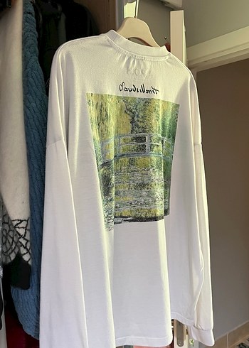 Uzun Kollu Erkek Beyaz Baskılı Tişört - Görsel 2