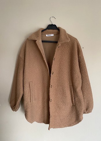 Camel Renk Düğmeli Kadın Kaban Ceket