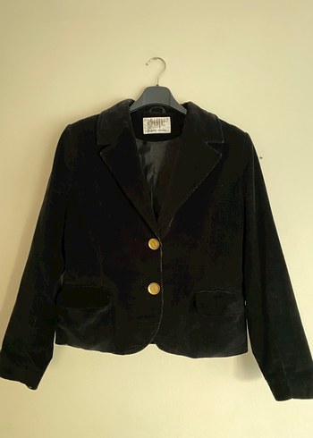 Siyah Süet Kadın Düğmeli Blazer Ceket