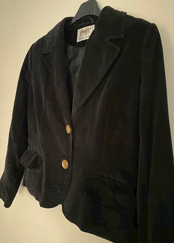 l Beden siyah Renk Siyah Süet Kadın Düğmeli Blazer Ceket