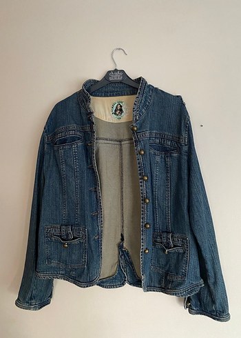 Düğmeli Mavi Kadın Denim Ceket
