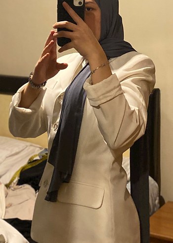 Mango Beyaz Kadın Belden oturmalı Blazer Ceket