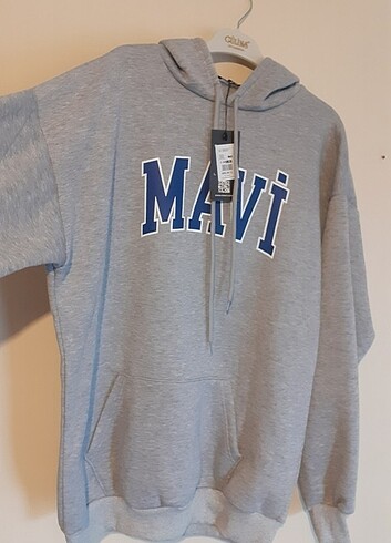xl Beden gri oversize polarlı mavi sweatshirt 