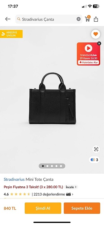 Stradivarius mini tote çanta