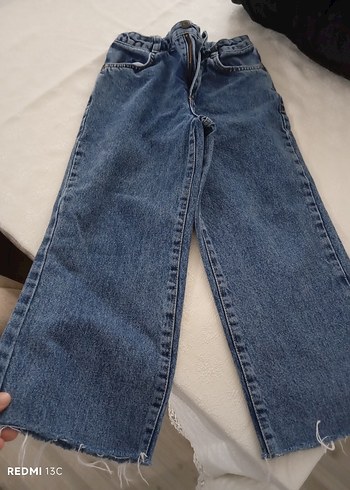 Mavi Bol Kesim Midi Kot Pantolon