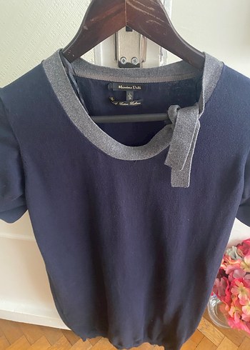 Massimo Dutti Gri Yakası Bağlamalı Kadın elbise