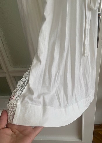 Kadın Beyaz Midi Boy Salaş Sabahlık - Görsel 4