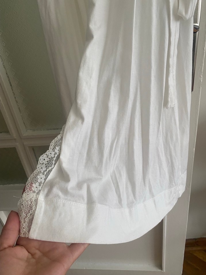 Kadın Beyaz Midi Boy Salaş Sabahlık - Görsel 4