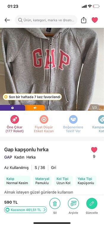 s Beden gri Renk Gap gri hırka