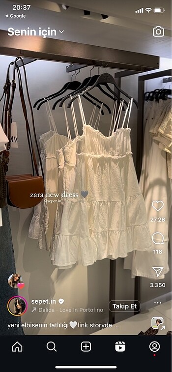 Zara beyaz kısa pamuklu elbise