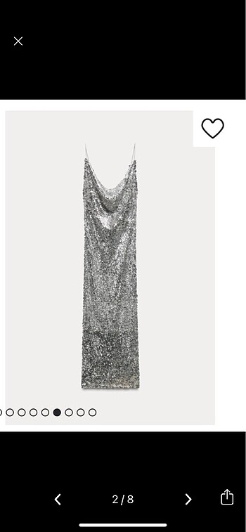 Zara Zara silver pullu elbise gece elbisesi