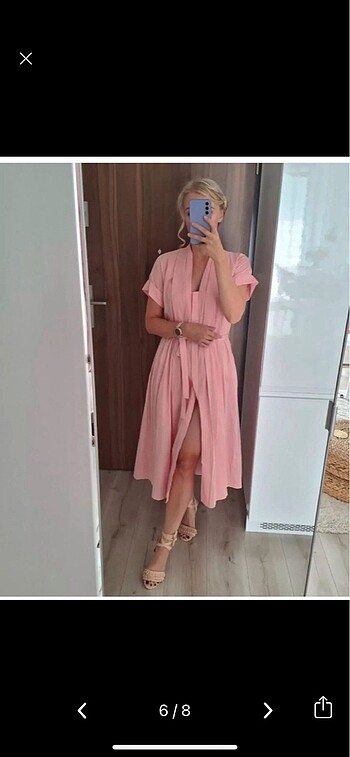 s Beden pembe Renk Pembe pamuklu uzun elbise