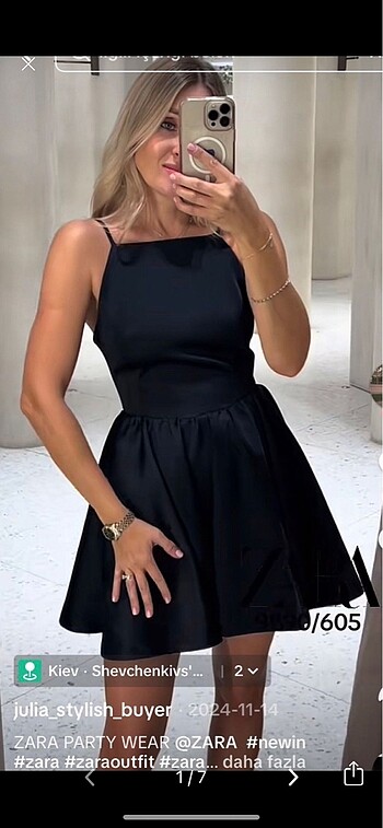 Zara kısa saten elbise
