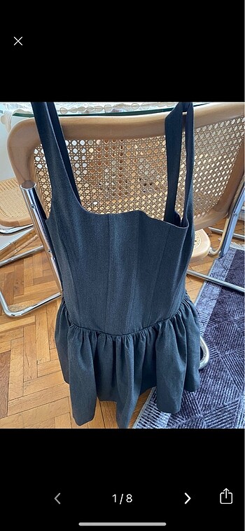 Zara koyu gri korseli kısa elbise