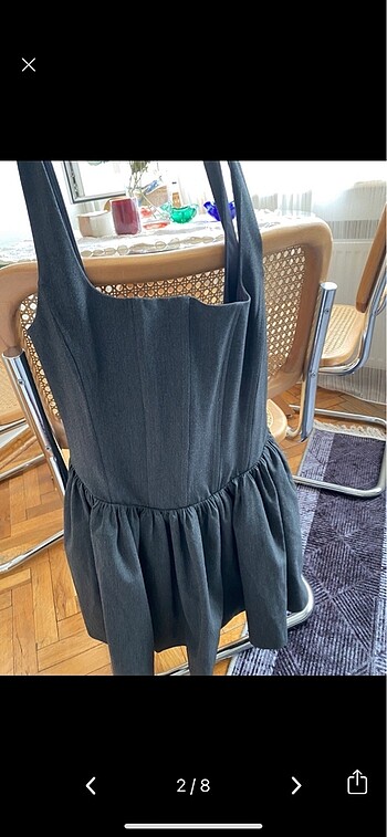 Zara Zara koyu gri korseli kısa elbise