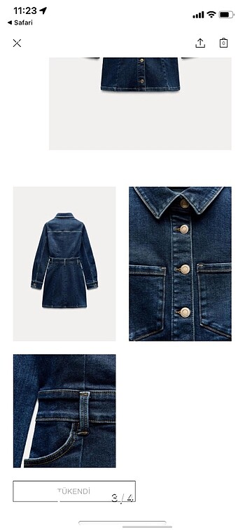 m Beden Zara kot denim elbise
