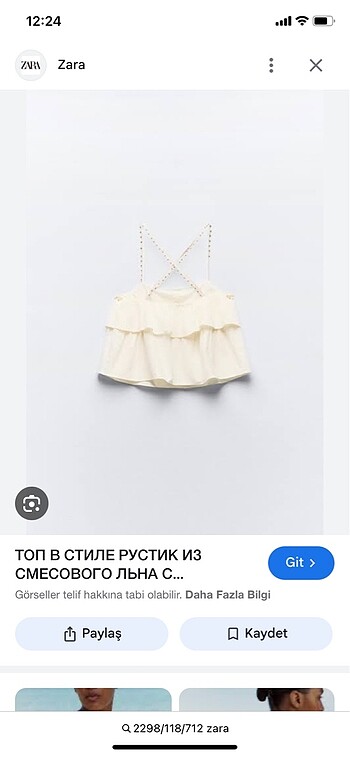 Zara Rustik boncuklu Pamuklu üst top