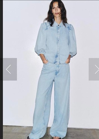 Zara Düğmeli Mavi Tie-Dye kot denim ceket gömlek