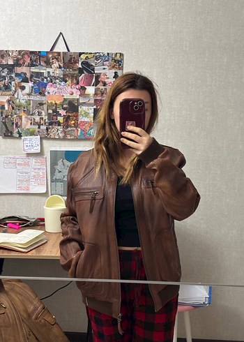 Kahverengi Deri Kemerli Erkek Ceket - Görsel 2