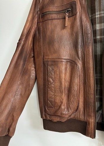 Kahverengi Deri Kemerli Erkek Ceket - Görsel 4