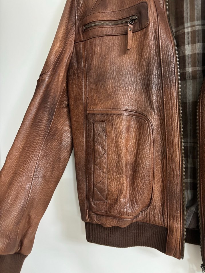 Kahverengi Deri Kemerli Erkek Ceket - Görsel 4