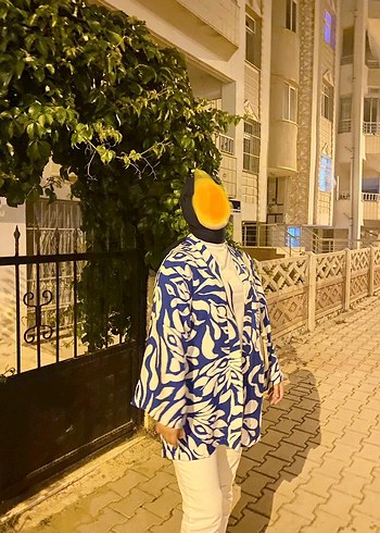 Desenli Mavi Kimono