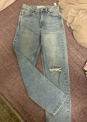 Stradivarius Acik Mavi Rahat Kesim Denim Jean