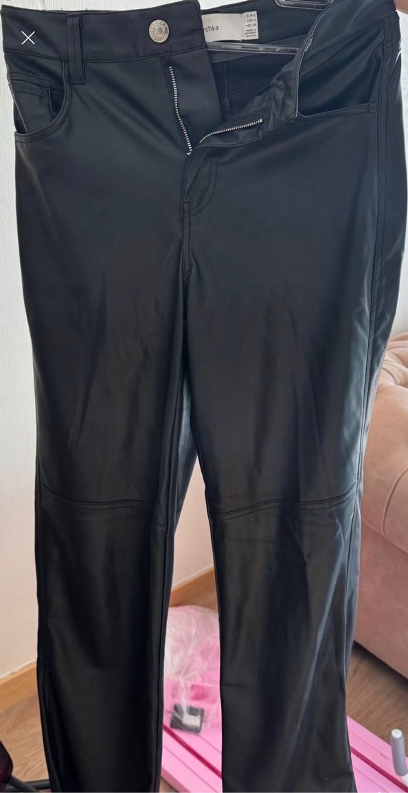 Bershka Kadın Siyah Deri Pantolon - Görsel 2