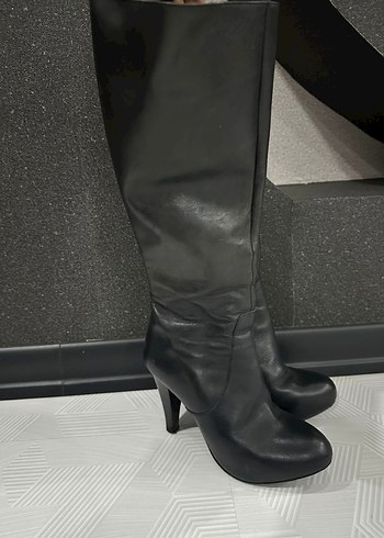 37 Beden siyah Renk Siyah Deri Dizüstü Stiletto Topuklu Kadın Çizme