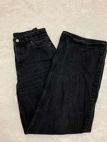 siyah wide leg jean