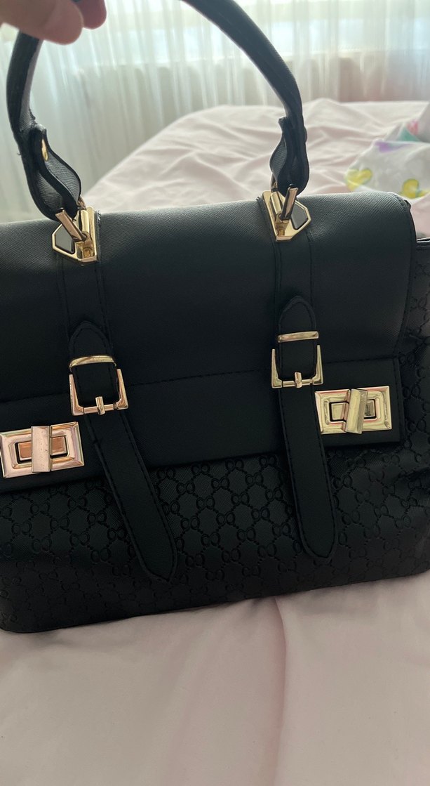 Kilitli Siyah Deri Kadın Çanta - Görsel 2